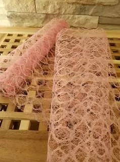 Organza imitace krajky růžová 36 cm/5m K0178