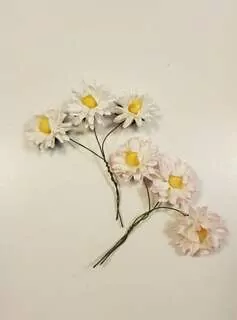 Kopretina papír, 3,5cm na drátku 3 ks K0895