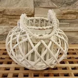 Lucerna na svíci 18cm bílá K8473