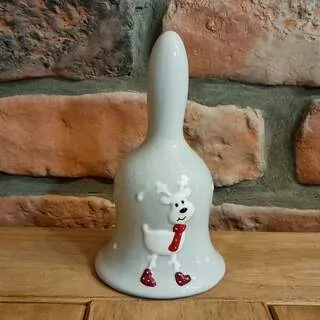 Zvonek vánoce porcelán 13,5cm šedá K5457