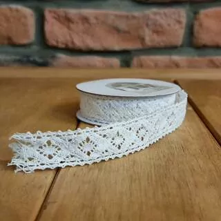 Stuha krajka bílá 1,8 cm x 4,5 m tenká K7652