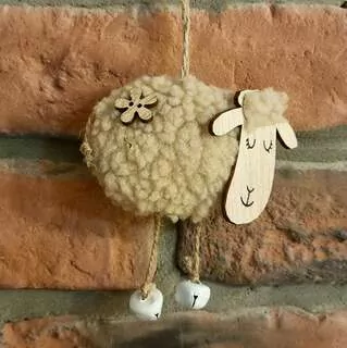 Beránek závěs textil 12 cm K1559