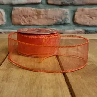 Stuha organza 4 cm / 9 m jahodová K8516