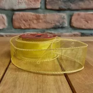 Stuha organza 4 cm / 9 m žlutá K8530