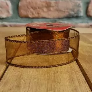 Stuha organza 4 cm / 9 m hnědá K8554