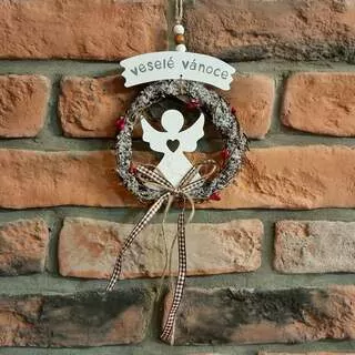 Věneček Vánoční s andělem K8451