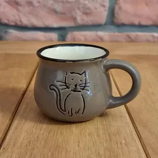 Keramický hrnek buclatý s kočkou malý K6268