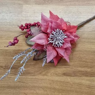 Vánoční větvička poinsettia červená K9936