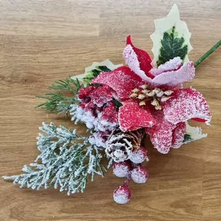 Vánoční větvička poinsettia červená K0154