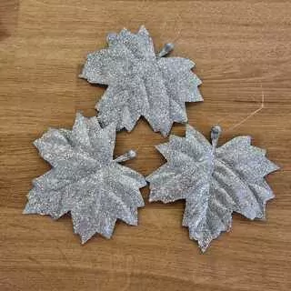 Listy zápich textil stříbrné 3 ks K4780