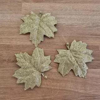 Listy zápich textil zlaté 3 ks K5238