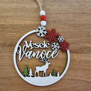 Dekorace Veselé Vánoce na zavěšení K7453