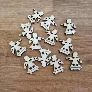 Dřevění dekorativní andělíčci 12 ks K9235