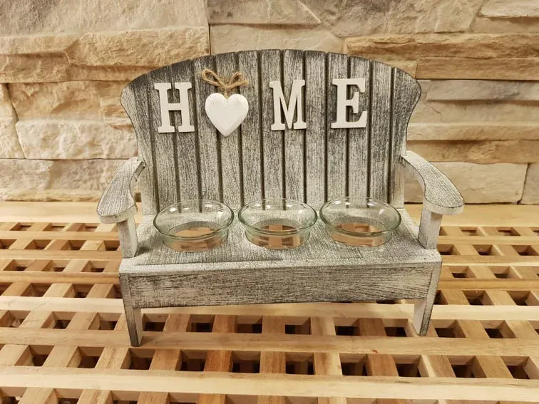 Svícen lavička HOME na 3 svíčky K050