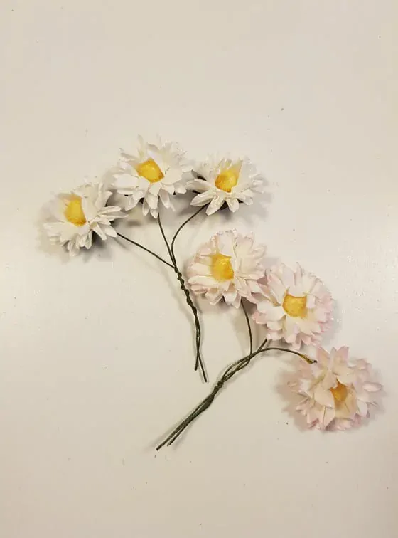 Kopretina papír, 3,5cm na drátku 3 ks  K0895