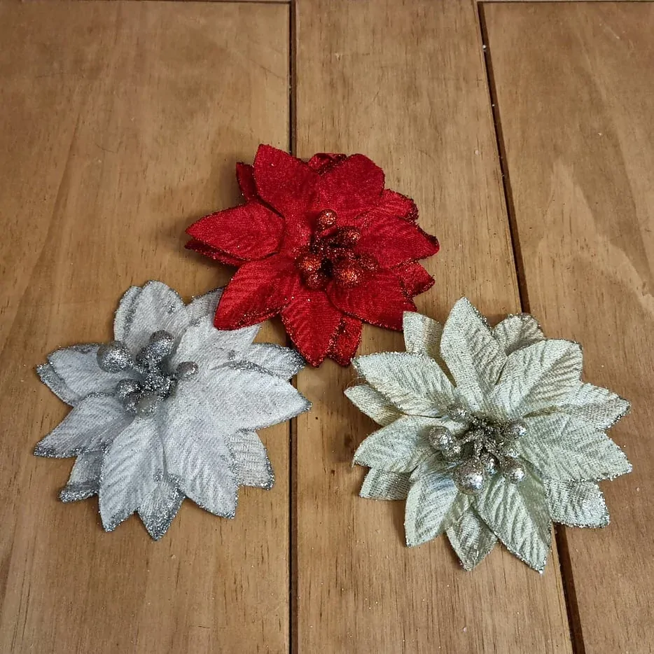 Poensetie květ textil 10,5 cm mix K1275