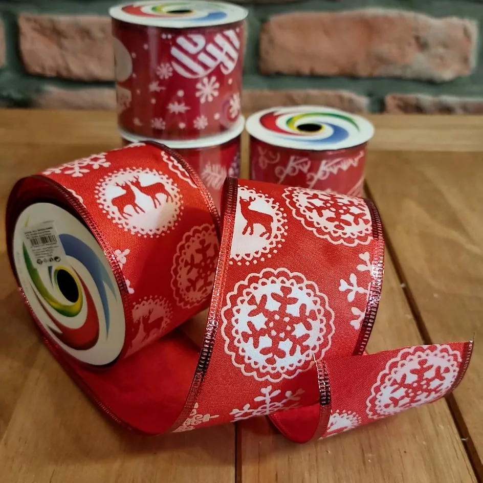 Vánoční stuha 270 cm červená K6286