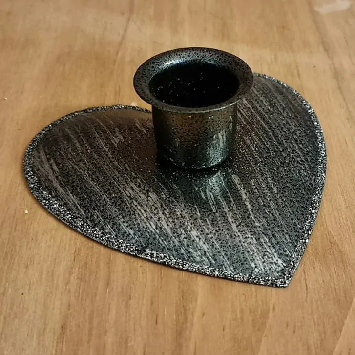 Srdce svícen kov 9cm černá K6653
