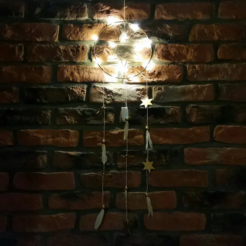 Lapač snů hvězda kov/LED 80CM K6646