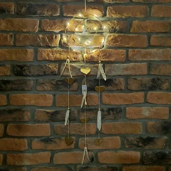 Lapač snů srdce kov/LED 80cm K6639