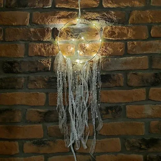 Lapač snů kov/textil/LED 80cm K6615