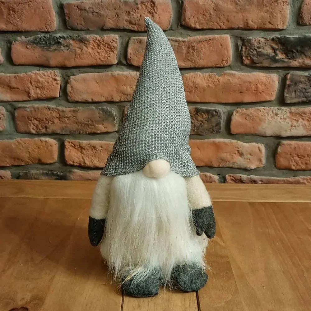 Skřítek textil LED světlo 41 cm šedá čepice K0529