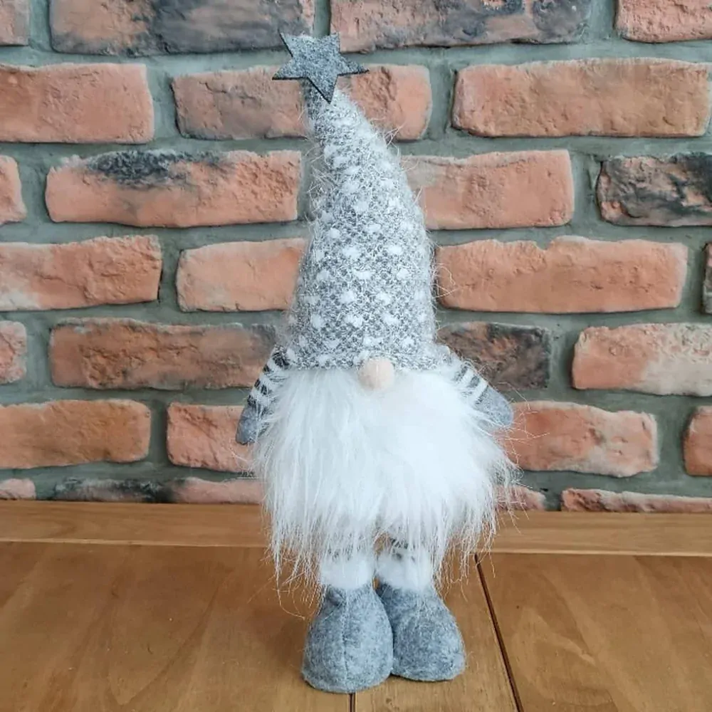 Skřítek textil LED světlo 45 cm šedý K0680