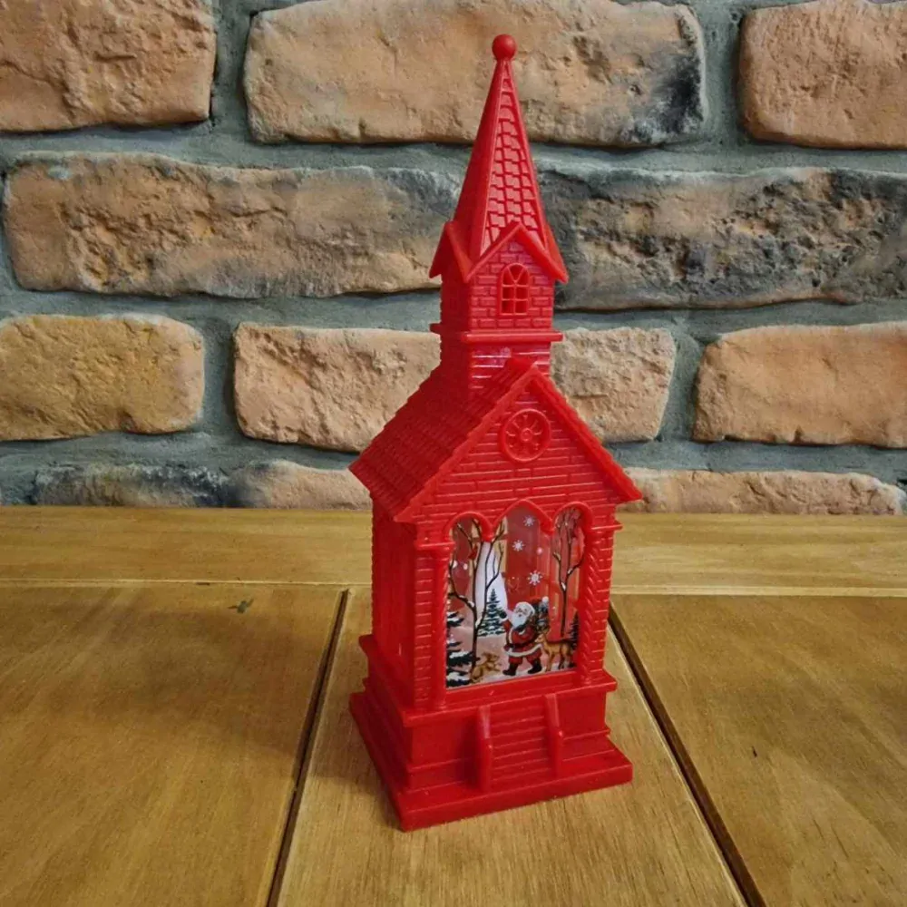 Lucerna svítící kaplička - 16 cm červená K8757