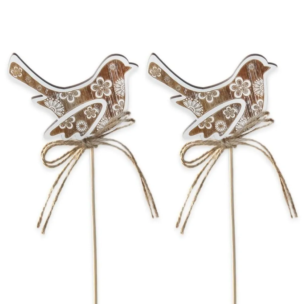 Ptáček zápich dřevo 33cm natural K5202