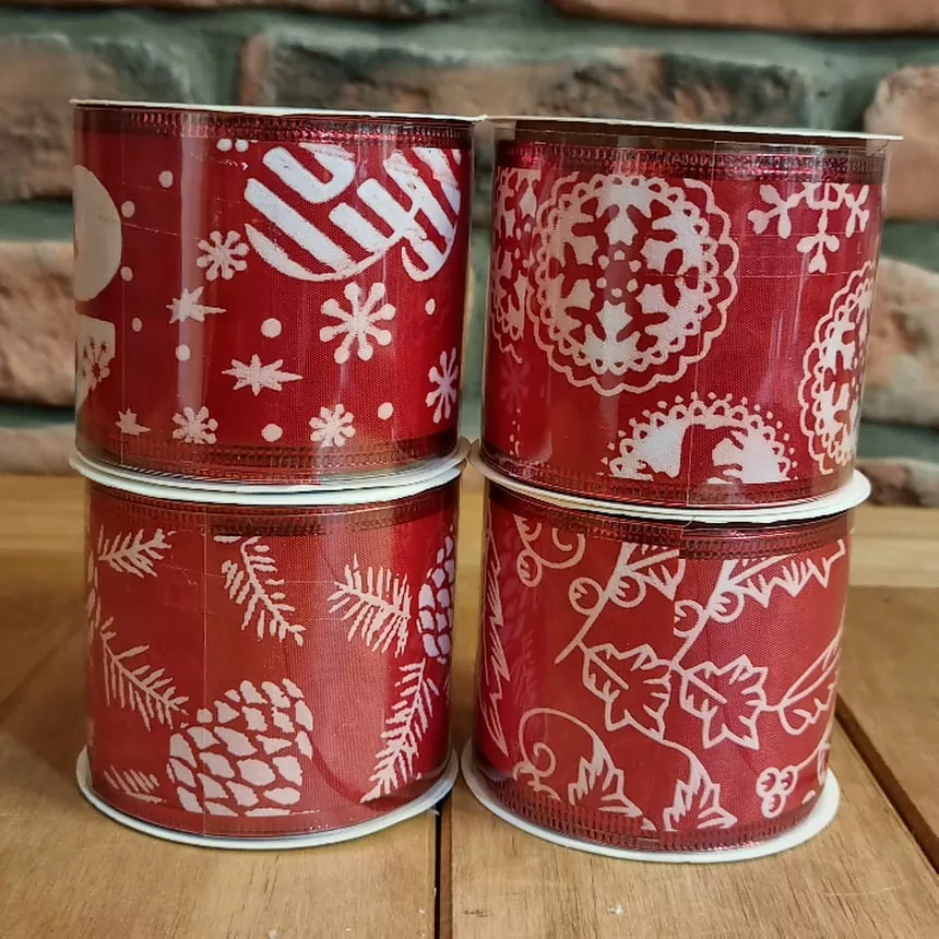 Vánoční stuha 270 cm červená K6286