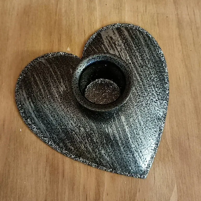 Srdce svícen kov 9cm černá K6653