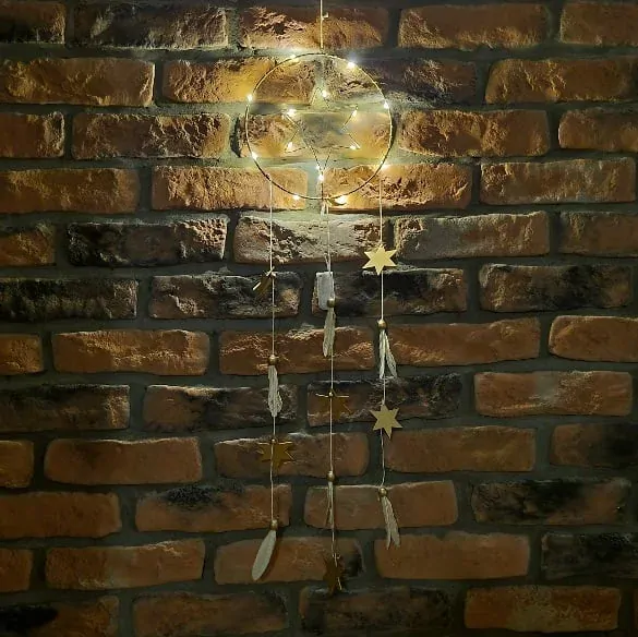 Lapač snů hvězda kov/LED 80CM K6646
