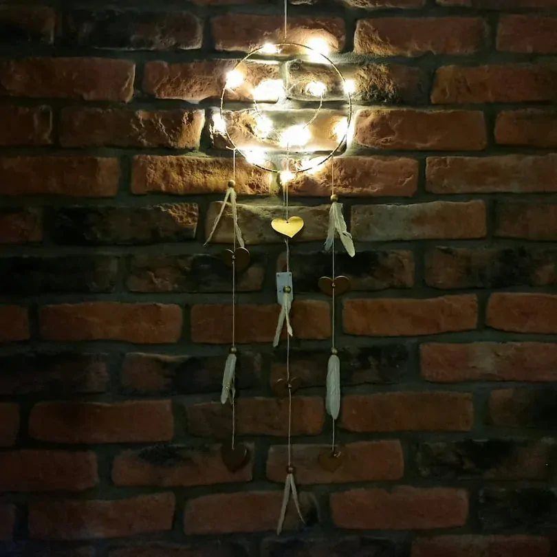 Lapač snů srdce kov/LED 80cm K6639