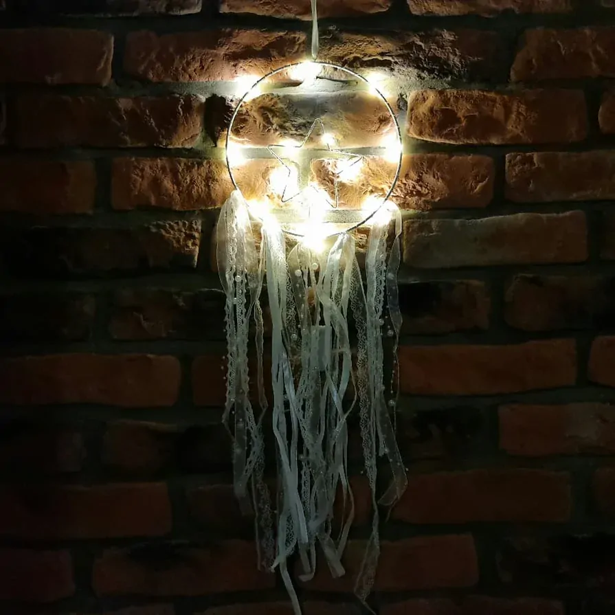 Lapač snů kov/textil/LED 80cm K6615