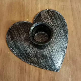 Srdce svícen kov 9cm černá K6653